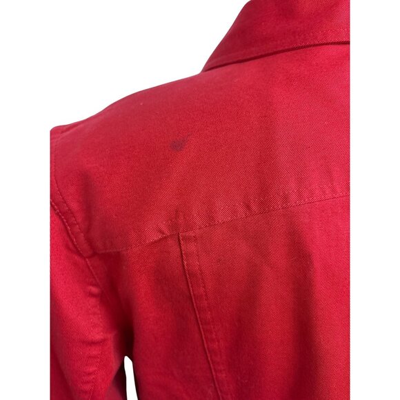 Chaps Red Denim Jacket Womens PM Gold Button Details Cotton Made In Indonesia - Picture 10 of 13